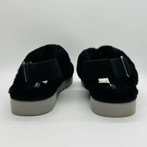 Koolaburra By UGG Black Faux Fur Criss Cross Strap Sandals Size 10 - Picture 5 of 15